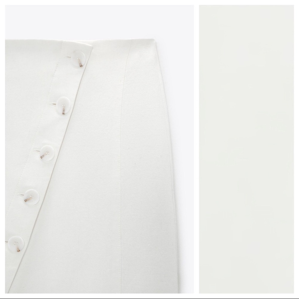 Zara Cream Linen Blend Midi Skirt. Size extra small - Picture 6 of 6